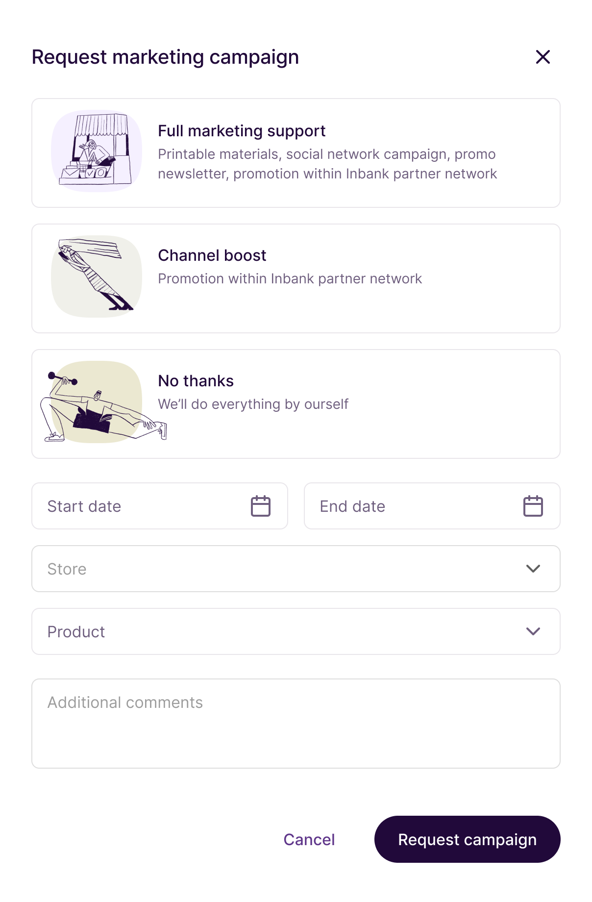 Request marketing campaign form