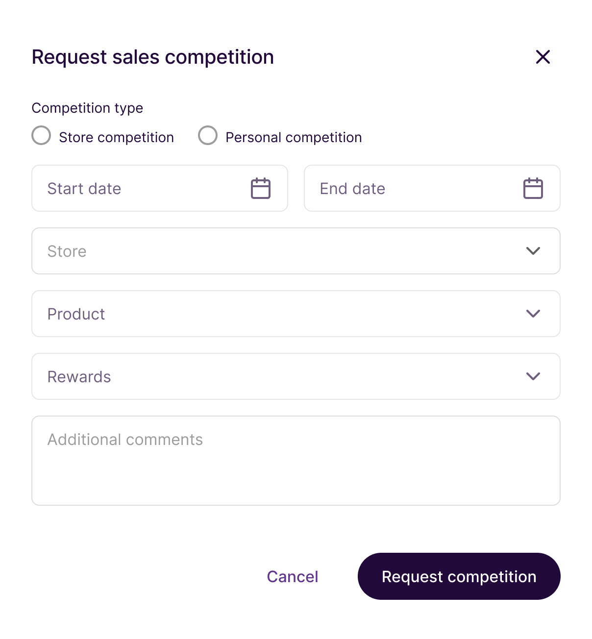 Request sales competition form